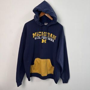 Vintage University of Michigan Athletics Hoodie Mens Large With Custom Pocket